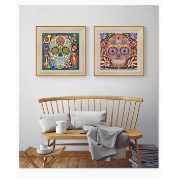 5d Artist Painting Kit Diy Cross Stitch Kit Great Designs Living Room Wall Decor Home Decor Flower Skull 11.81x11.81 Inch